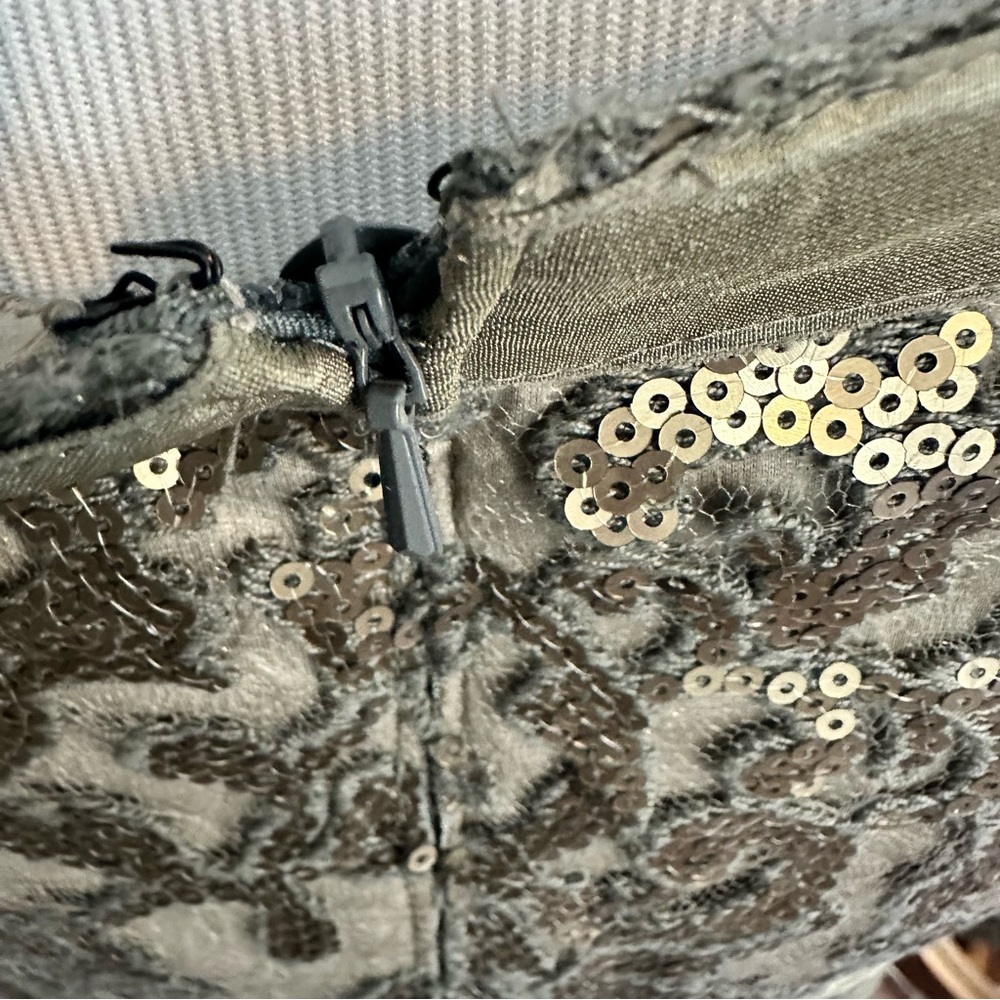 Tadashi Shoji Lace Sequin Gown in Gold and Olive - Picture 10 of 12